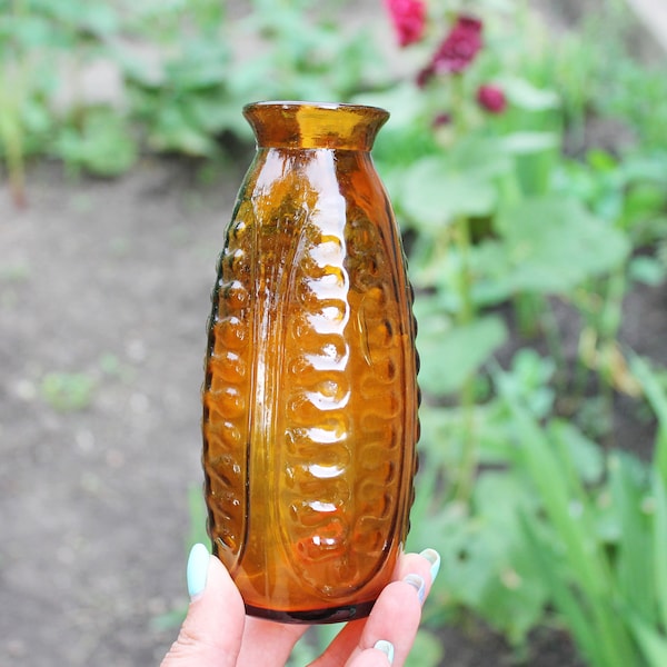 Brown Glass Vase Etsy
