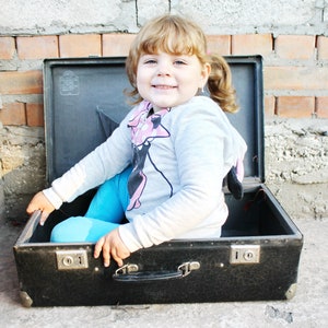 Suitcase from USSR (23 inches long) - Vintage USSR Suitcase - Old Black Suitcase - Antique decorative suitcase - Vintage Travel case - 1960s