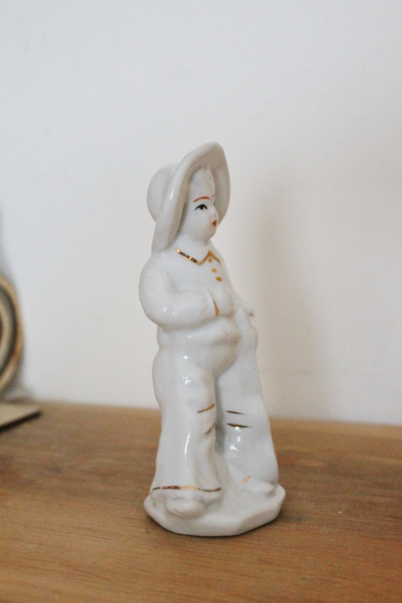 Vintage Porcelain A Boy with his guitar Germany porcelain figurine vintage decor Germany vintage 1990s image 5