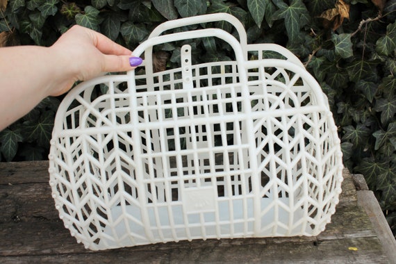Vintage white basket -Go shopping - Made in USSR … - image 1