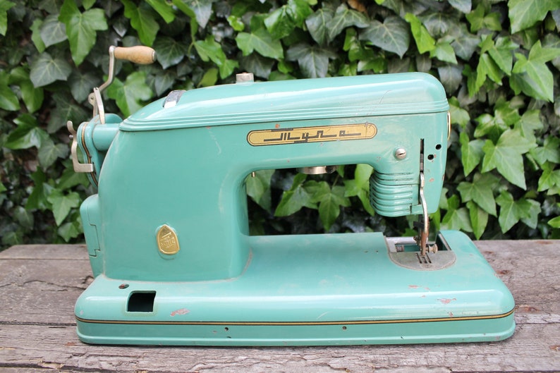 Vintage portable electrified sewing machine Tula model No. 1 made in the USSR 1958 Vintage Soviet TULA image 5