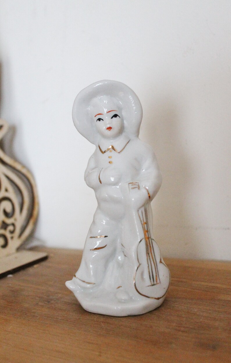 Vintage Porcelain A Boy with his guitar Germany porcelain figurine vintage decor Germany vintage 1990s image 3