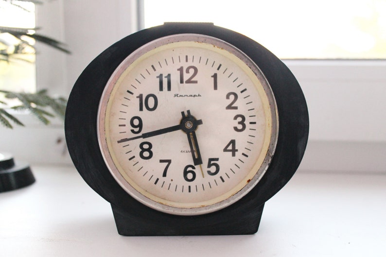 Shabby Chic Alarm Clock Black Alarm Clock Soviet Clock Etsy