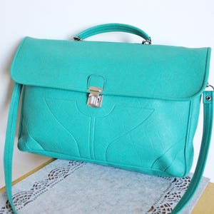 sac à bandoulière vintage turquoise de l'URSS - sac rare soviétique - cartable - sac soviétique pour femme/homme. Fabriqué en URSS dans les années 1980