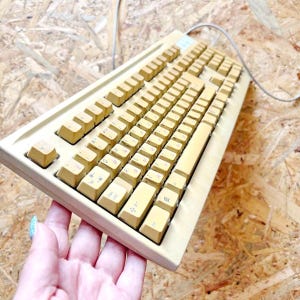 Mitsumi Vintage Keyboard KFK-EA4XT | 1990s Retro Beige Computer Keyboard with Cyrillic + English Keys | Collectible PC Accessory