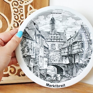 Vintage decorative porcelain wall plate 7.5 inches - Marktbreit. Made in Germany - vintage plate - vintage wall plate - 1980