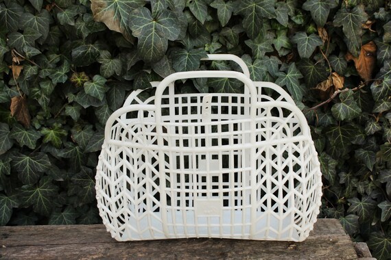 Vintage white basket -Go shopping - Made in USSR … - image 3