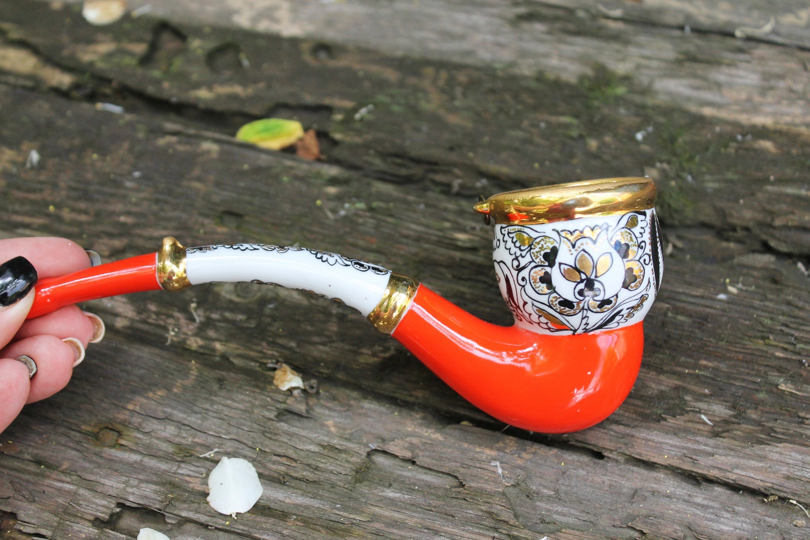 Vintage Porcelain Decorative Smoking Pipe Ukrainian Style Etsy