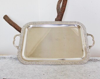 Vintage stainless still TRAY - 19.3 inches - big decoration tray - Germany vintage decor tray - 1980s