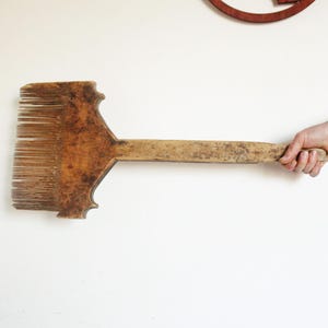 Vintage wooden antique big wool comb 29.5 inches - Wooden carder - Wool spinning tool - 1950s - &quot;chesalo&quot;
