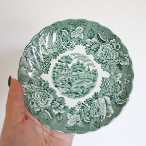 Beautiful vintage ceramic saucer - Enoch Woods English Scenery Saucer Green Woods & Sons Ware 5.7 inches - 1700-1800ss