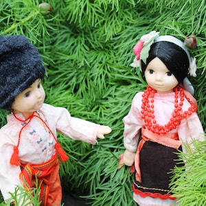 Ukrainians dolls in national costumes - set of two boy and girl dolls - vintage dolls - Ukrainian USSR doll - Collectible doll - 1970