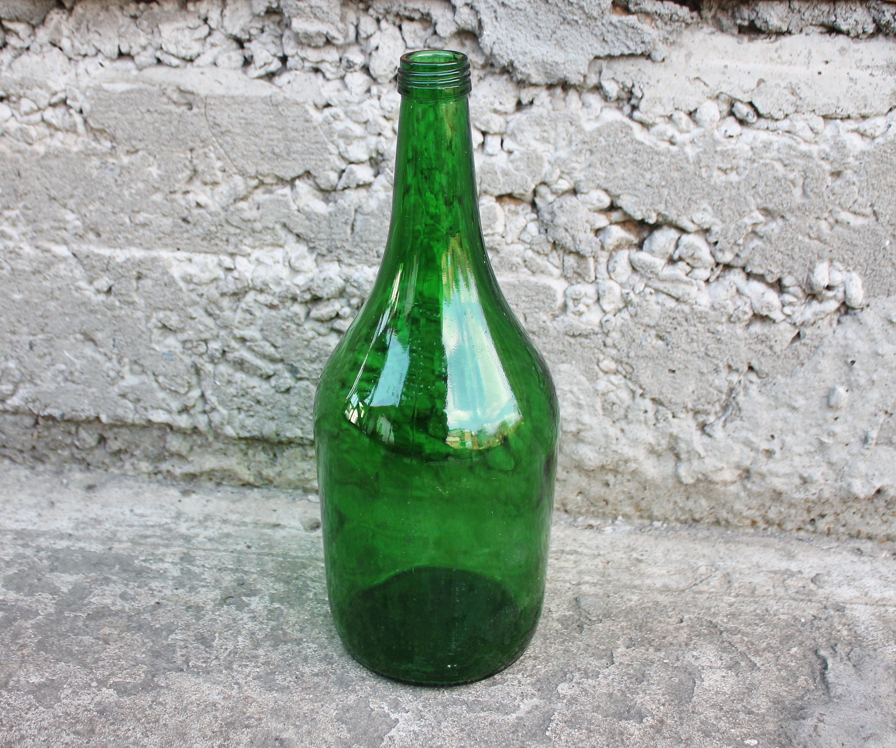 Vintage Green Glass Vine Bottle 12 Inches Soviet Glass - Etsy