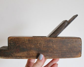 Vintage wooden hand planer sander (jointer) 23 cm long - antique tool for wood working - industrial decor