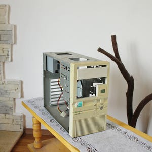 Vintage 90s AT Desktop Computer Case | Retro Beige PC Tower With Turbo ...