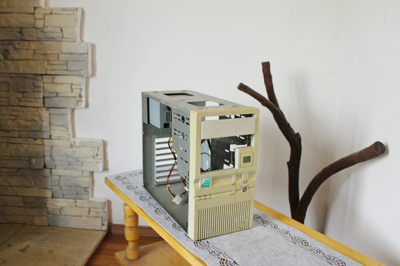 Vintage 90s AT Desktop Computer Case | Retro Beige PC Tower With Turbo ...