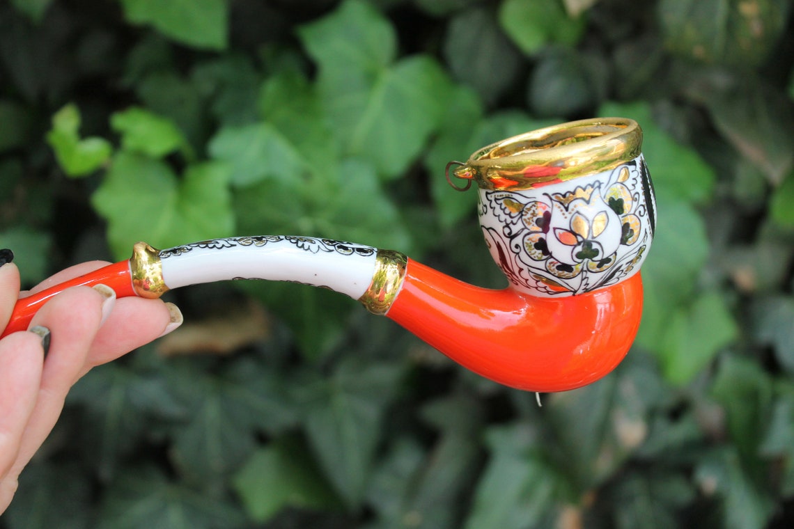 Vintage Porcelain Decorative Smoking Pipe Ukrainian Style Etsy