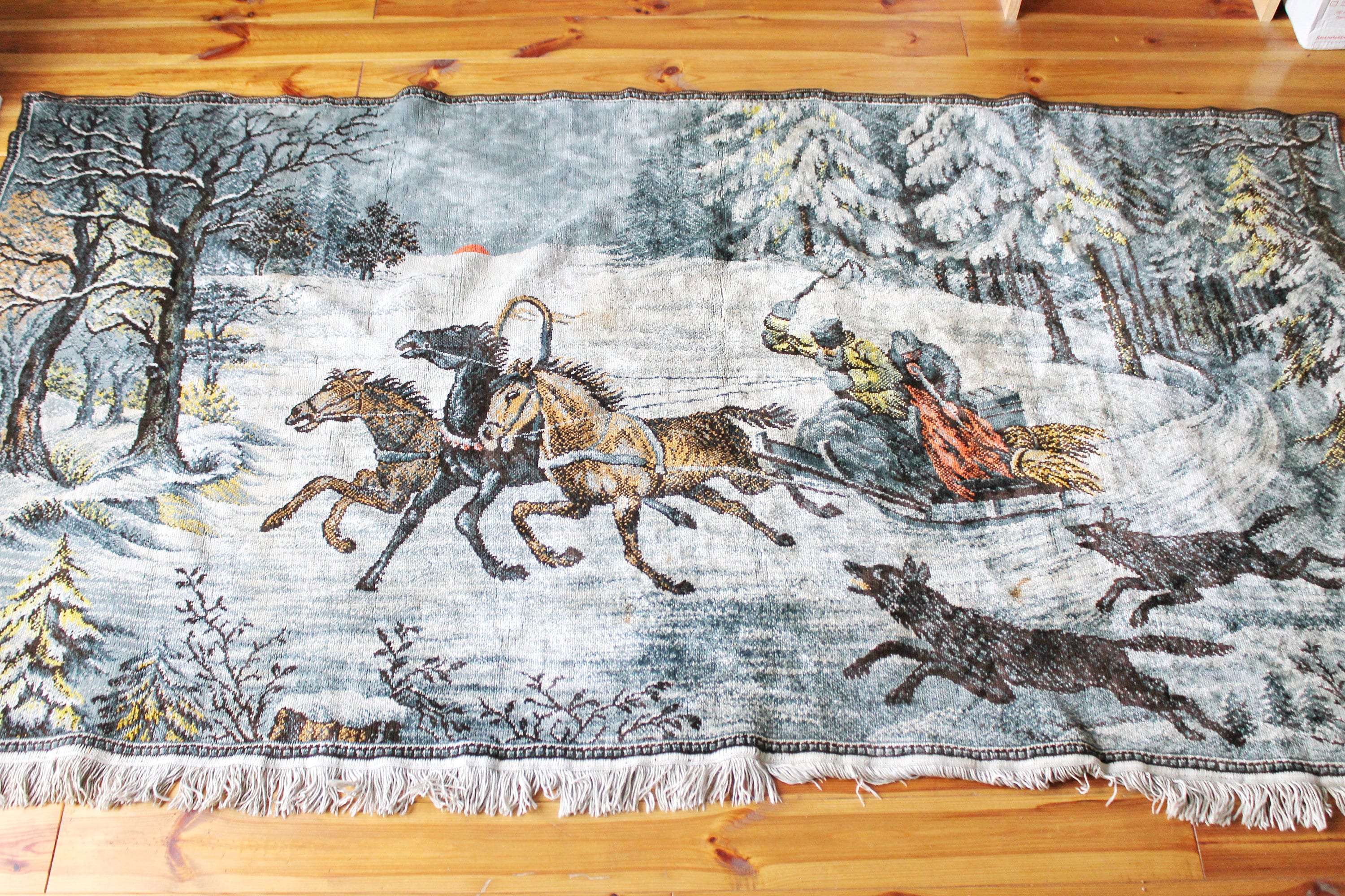 Vintage USSR Big Wool/cotton Tapestry/carpet 