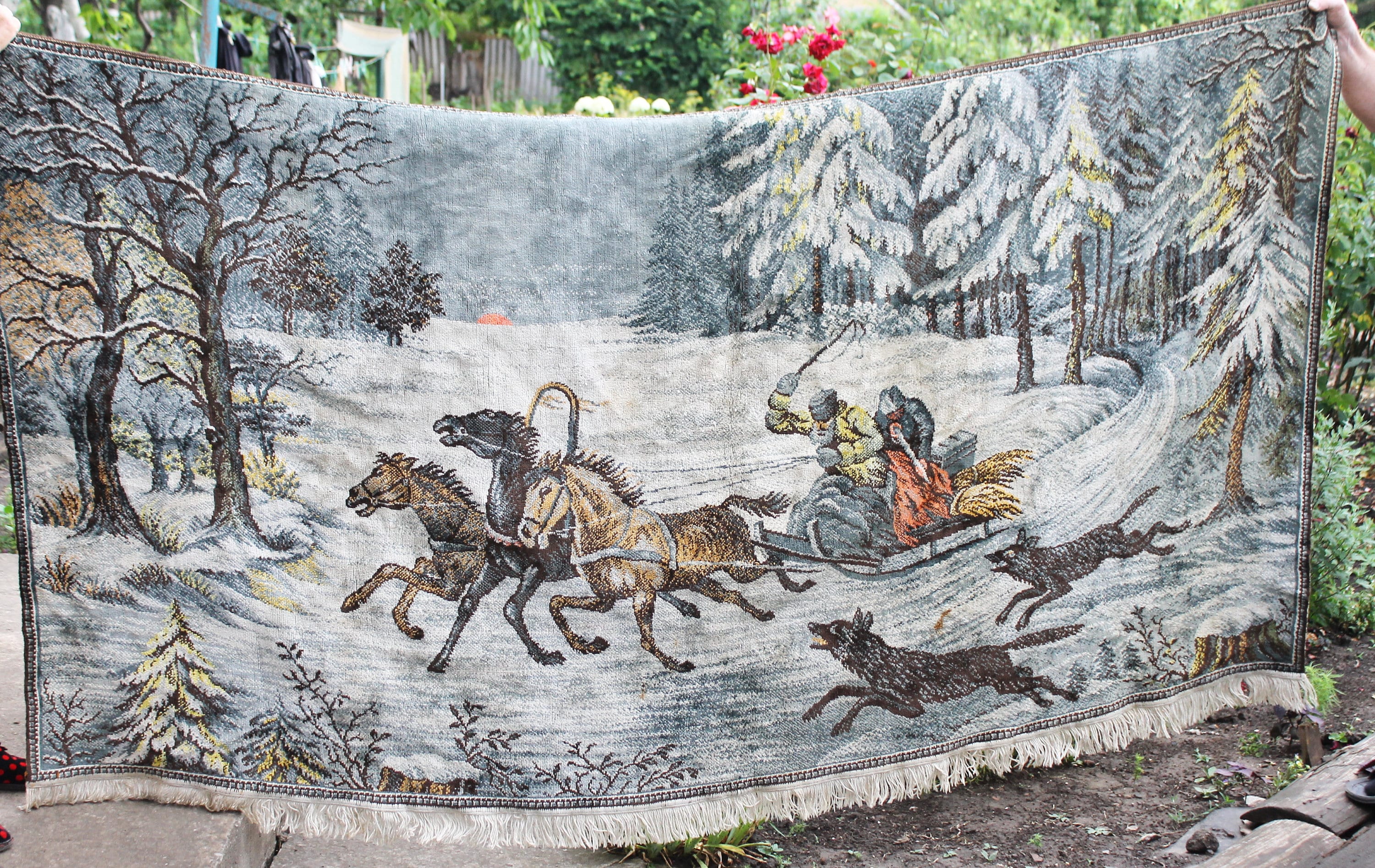 Vintage USSR Big Wool/cotton Tapestry/carpet 