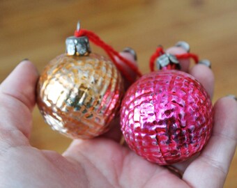 ソビエト　クリスマスオーナメント　ガラスオーナメント　ボール　6個セット クリスマスツリーボールオーナメント 1.6 インチ - 2 個セット