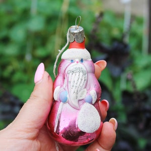 Dіd Moroz - USSR Santa - St. Mykolay- Christmas ornament - Christmas tree toy decoration 95 mm (3.7 inches) - Made in USSR - 1970s