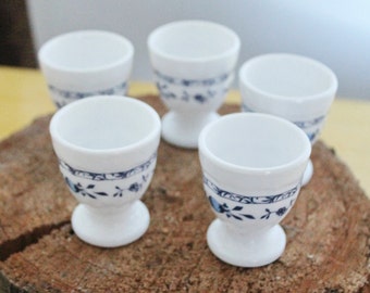 Set of five Vintage porcelain egg holders - 2.3 inches - Vintage Germany ceramic egg stand - 1980s