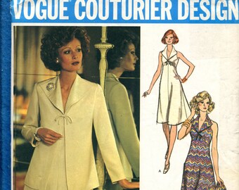 1970's Vogue 1193 Belinda Bellville Razor Back Dress & Easy Fitting Jacket Size 10 UNCUT