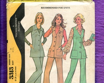 1972 McCalls 3313 Pointed Collar Front Vest & Bell Bottoms Pants Size 8