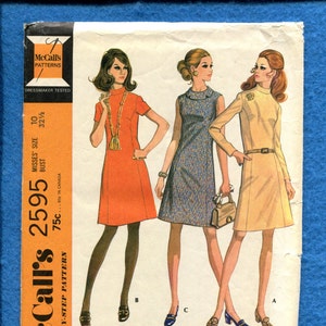 1970&#39;s McCall&#39;s 2595  Chic Princess Seam Dresses Size 10 UNCUT