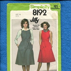 1970&#39;s Simplicity 8199 Sun Dress or Jumper with Front Ties Size 12