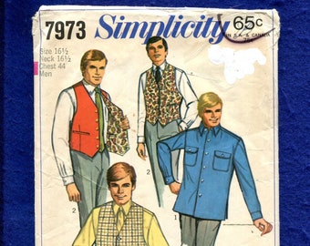 1970's Kwik Sew 458 Retro Men's Western Shirt Pattern Size