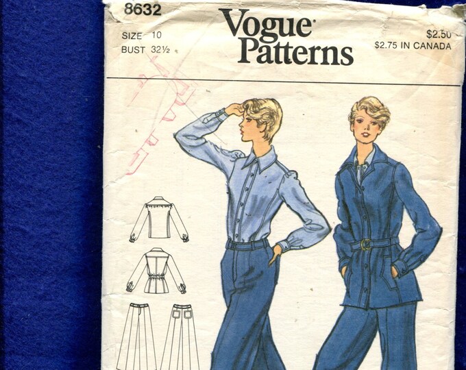 1970's Vogue 8632 Wide Leg Jeans & Safari Jacket Pattern Size 10 - Etsy