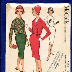 1950&#39;s McCall&#39;s 5138 Mid Century Lady&#39;s Fitted Dress & Jacket Pattern Size 12