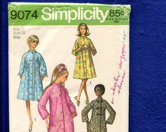 1970's Simplicity 9074 Retro Asian Inspired Raglan Sleeve Robes Size 12 UNCUT