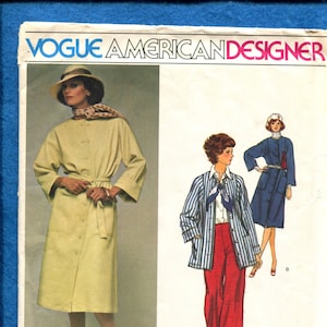 1970&#39;s Vogue 1243 Designer Jerry Silverman Coat Style Dress & Wide Leg Pants Pattern Size 12 UNCUT