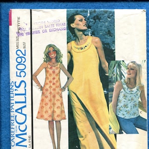 1970&#39;s McCall&#39;s 5092 Summer Time Muumuu or Country Top Size Petite 6/8