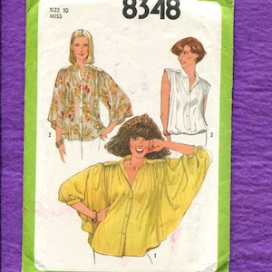1970&#39;s Simplicity 8348 Bat Wing Blouse Size 10