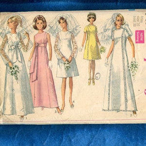 1960&#39;s Simplicity 7479 Mid 60&#39;s Princess Seam Wedding Dress Pattern Size 16