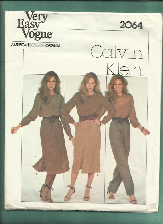 1970's Vogue 2064 Calvin Klein Tapered Leg Pants & A-Line | Etsy
