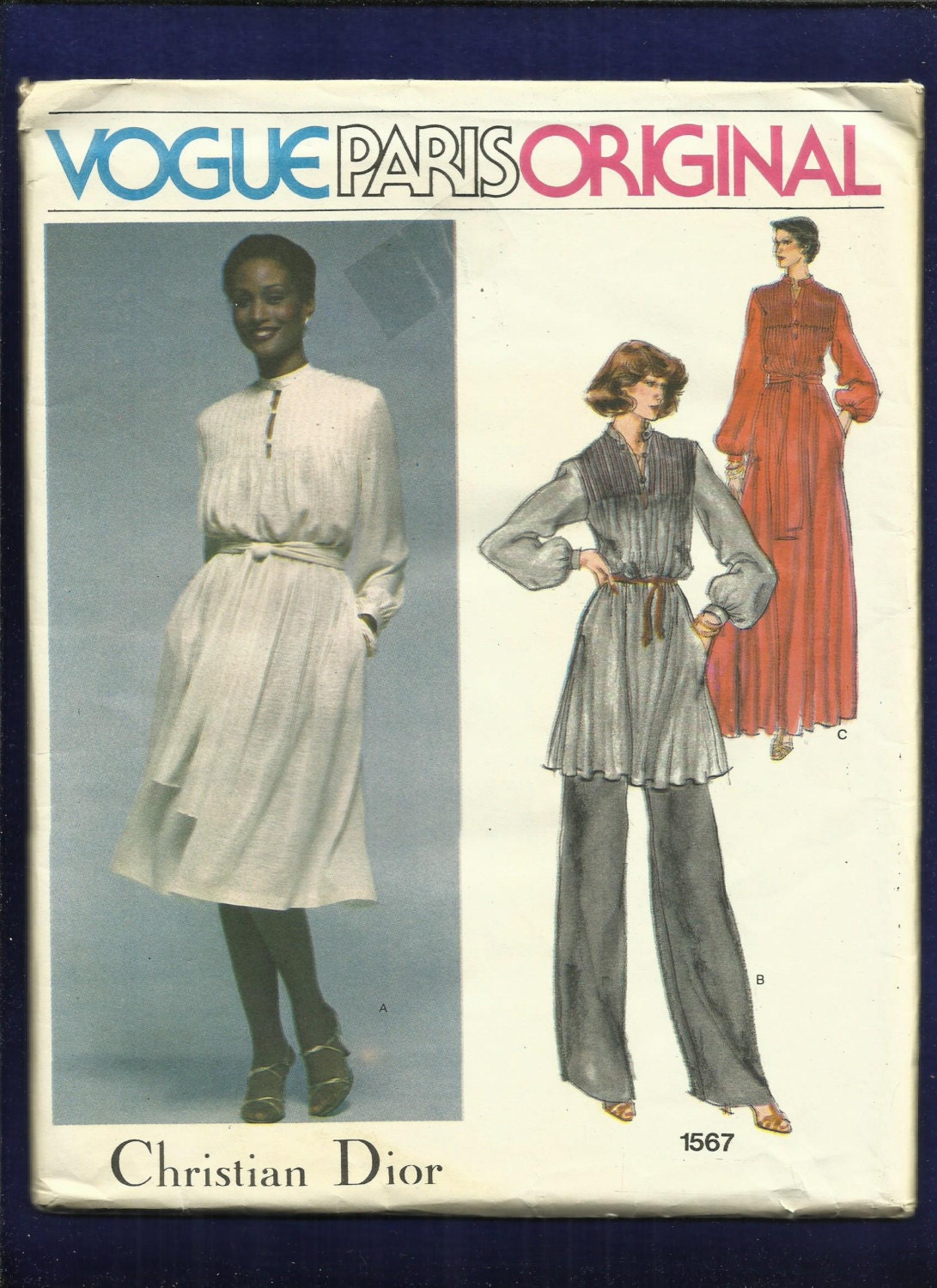 1970's Vogue 1567 Christian Dior Full Flowing Dresses or - Etsy