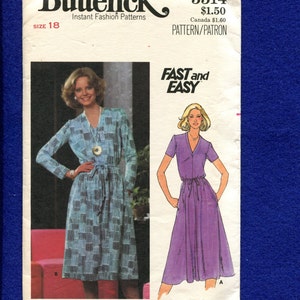 1970&#39;s Butterick 5514 Easy Fitting Flared Tee Shirt Dress Size 18