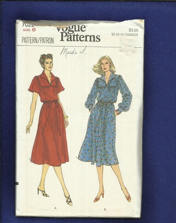 1970's Vogue 7029 Modernized Western Dress With Angel Wing Sleeves & Square  Yoke Size 8 UNCUT - Etsy