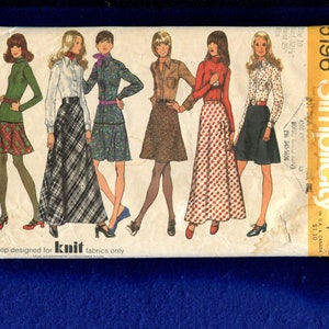 1970&#39;s Simplicity 5196 Bias Cut Flared Skirts & Pointed Collar Shirt Size 10