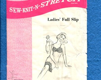 1969 Sew-Knit-Stretch 212 Ladies Full Slip  Pattern Sizes S to XL