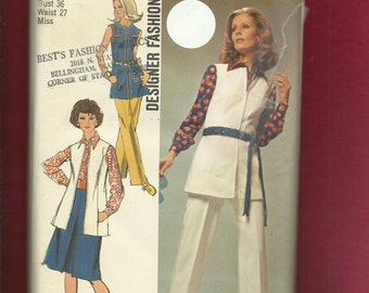 1971  Simplicity 9304 Early 70's Sportswear  Designer Fashion Size 14 UNCUT