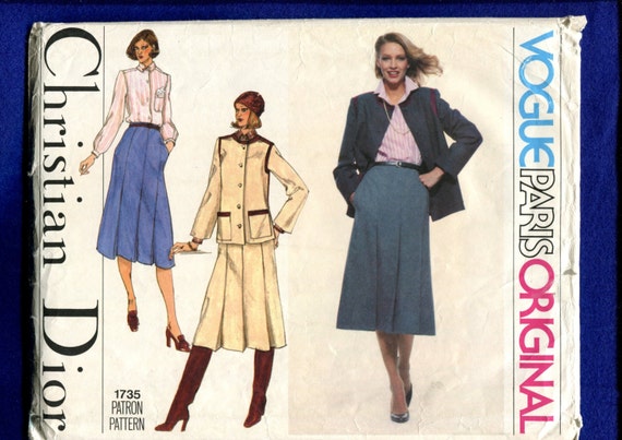1970's Vogue 1735 Christian Dior Classic Sportswear Pattern Size 10 UNCUT