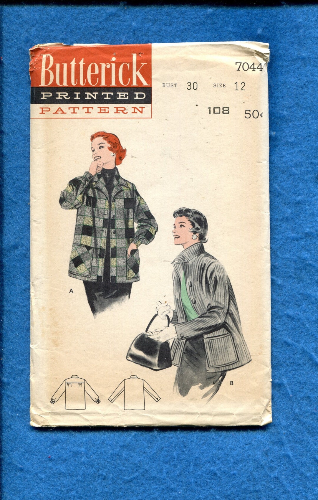 1950's Butterick 7044 Mid Century Lady's Weekend Jacket Pattern Size 12 ...