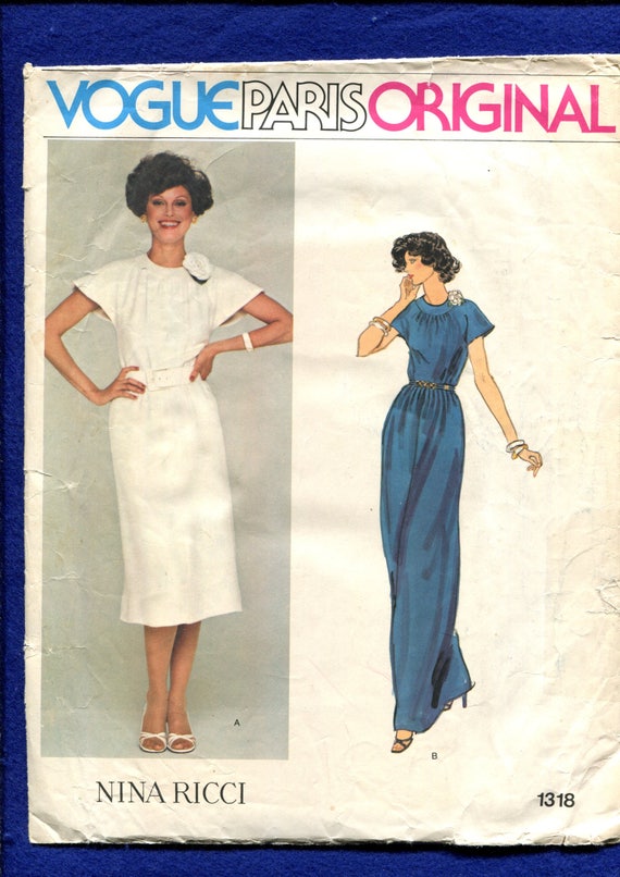 1970's Vogue 1318 Designer Nina Ricci Easy Fitting Super Chic Evening Dress  Pattern Size 10 UNCUT - Etsy