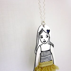 silver doll necklace, ballerina Colette image 1