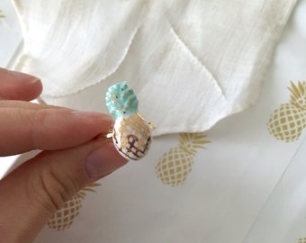 tiny pineapple porcelain adjustable ring, lovely and cute